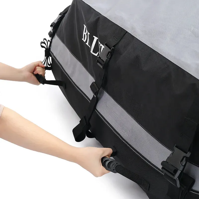 (100x130cm) Foldable Car Roof Bag Waterproof Car Luggage Bag incl. Anti-Slip Mat - Gray / Black