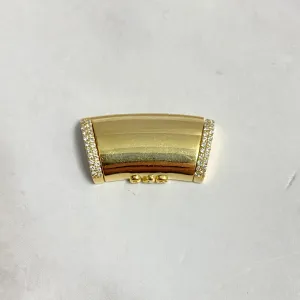 10K Yellow Gold Diamond On The Size Sleek Lock / 10.6gr / 13mm / 1in