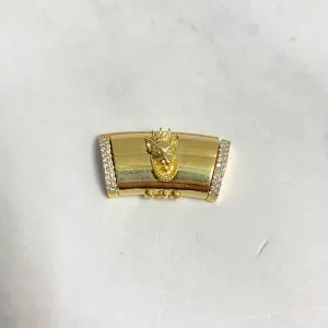 10K Yellow Gold Diamond On The Size Sleek Lock With Panther / 15.2gr / 15mm / 1.1in