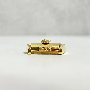 10K Yellow Gold Diamond On The Size Sleek Lock With Panther / 2.8gr / 9mm / 0.6in