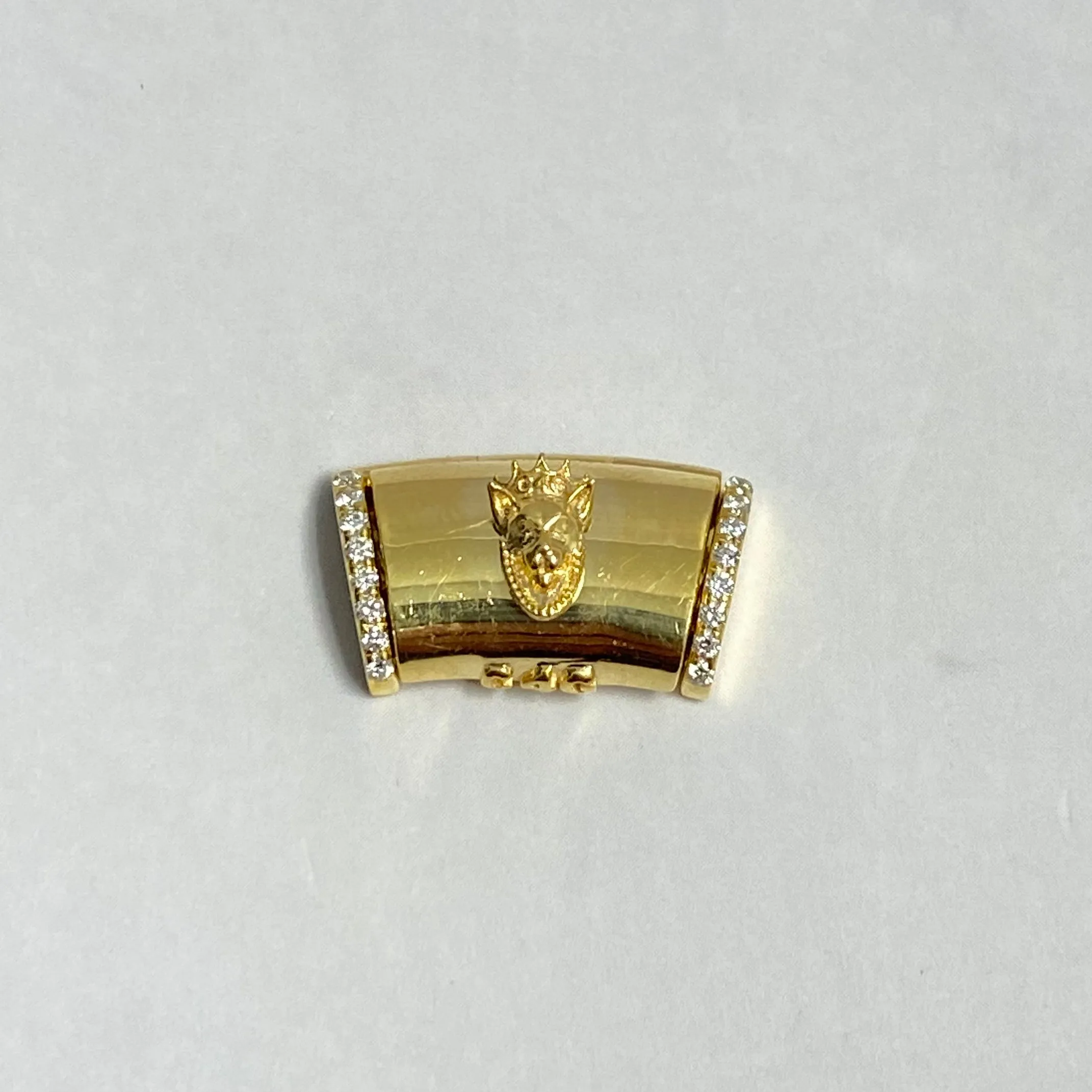 10K Yellow Gold Diamond On The Size Sleek Lock With Panther / 2.8gr / 9mm / 0.6in