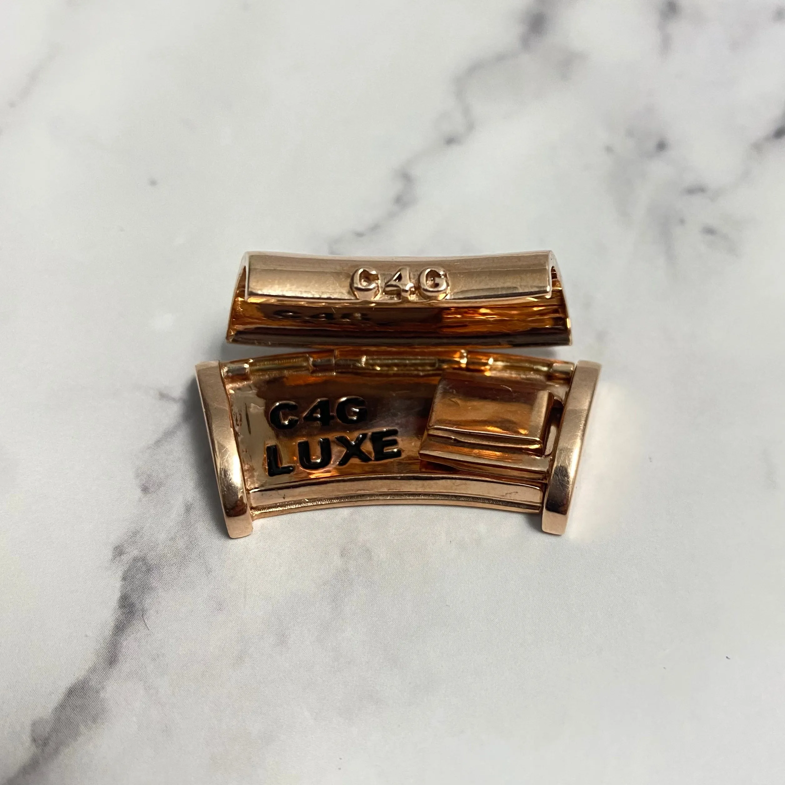 14K Rose Gold Plain Sleek Lock / 24.1gr / 17mm / 1.5in