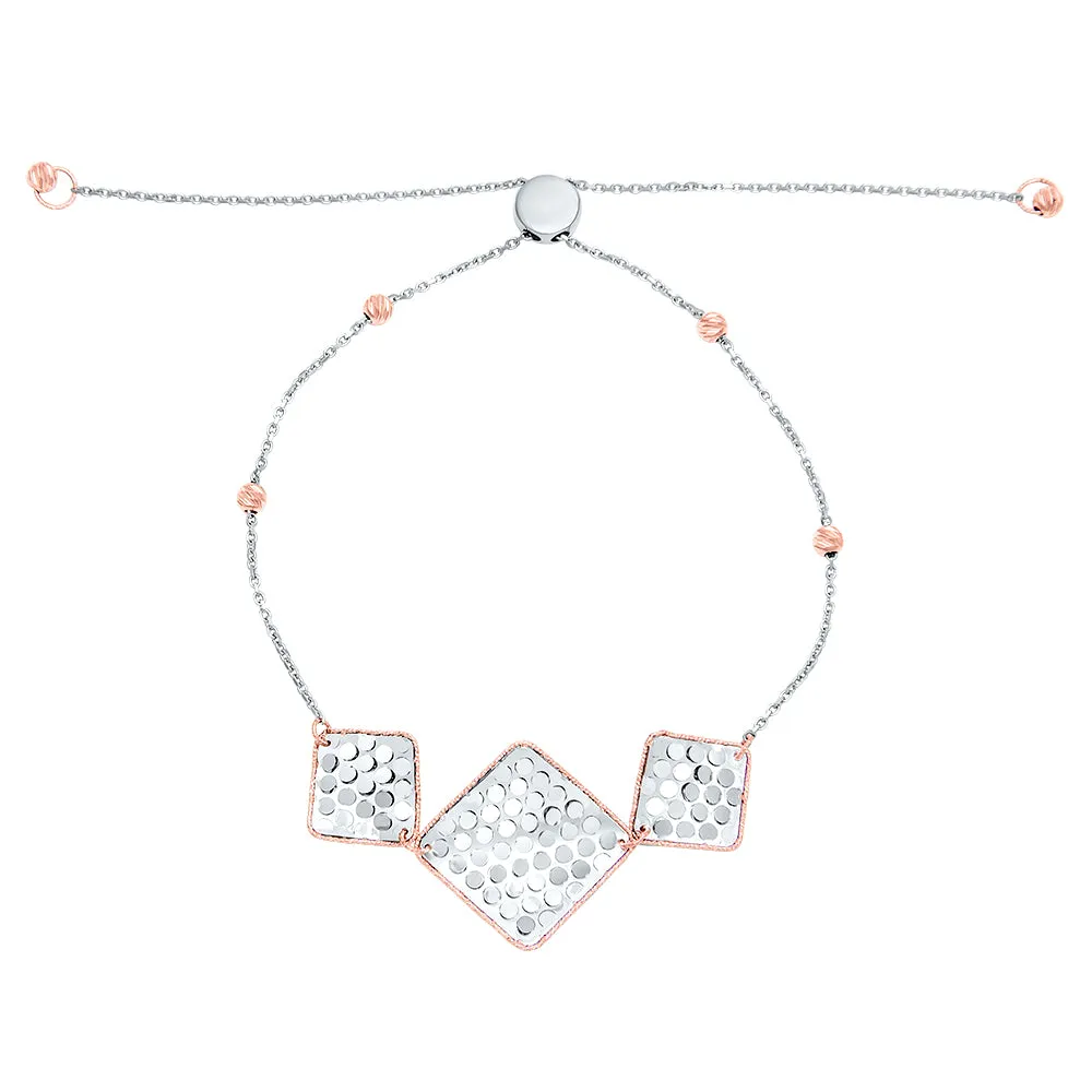 14K TT TEXTURED SQUARES ADJ BR (14K-BR980)