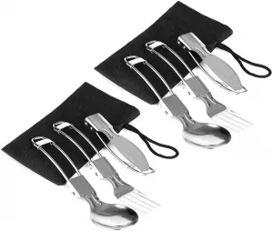 2 x Camping Foldable Cutlery Sets