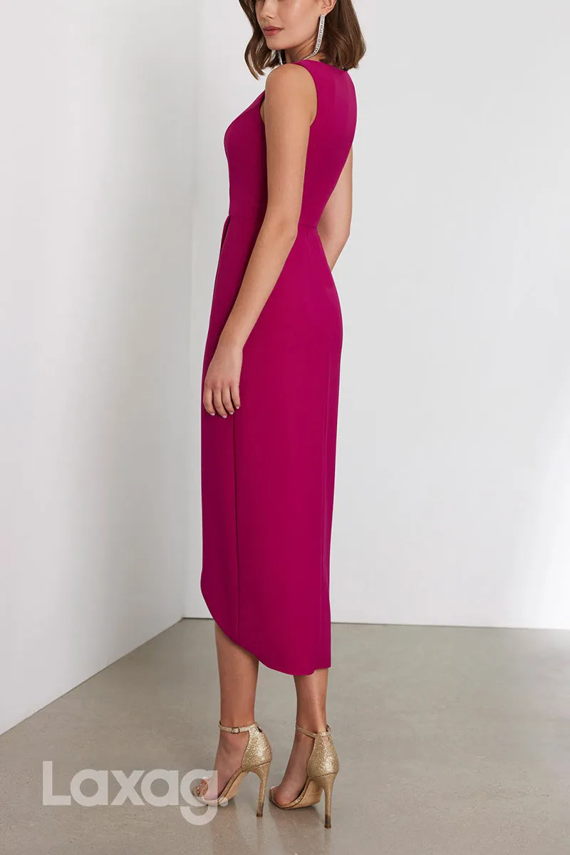 22971 - V-Neck Sleeveless Ankle-Length Cocktail Party Formal Evening Dress with Slit