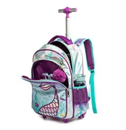 3 in 1 Sequin Design Kids Girls Rolling School Bag/Suitcase Set