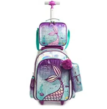3 in 1 Sequin Design Kids Girls Rolling School Bag/Suitcase Set