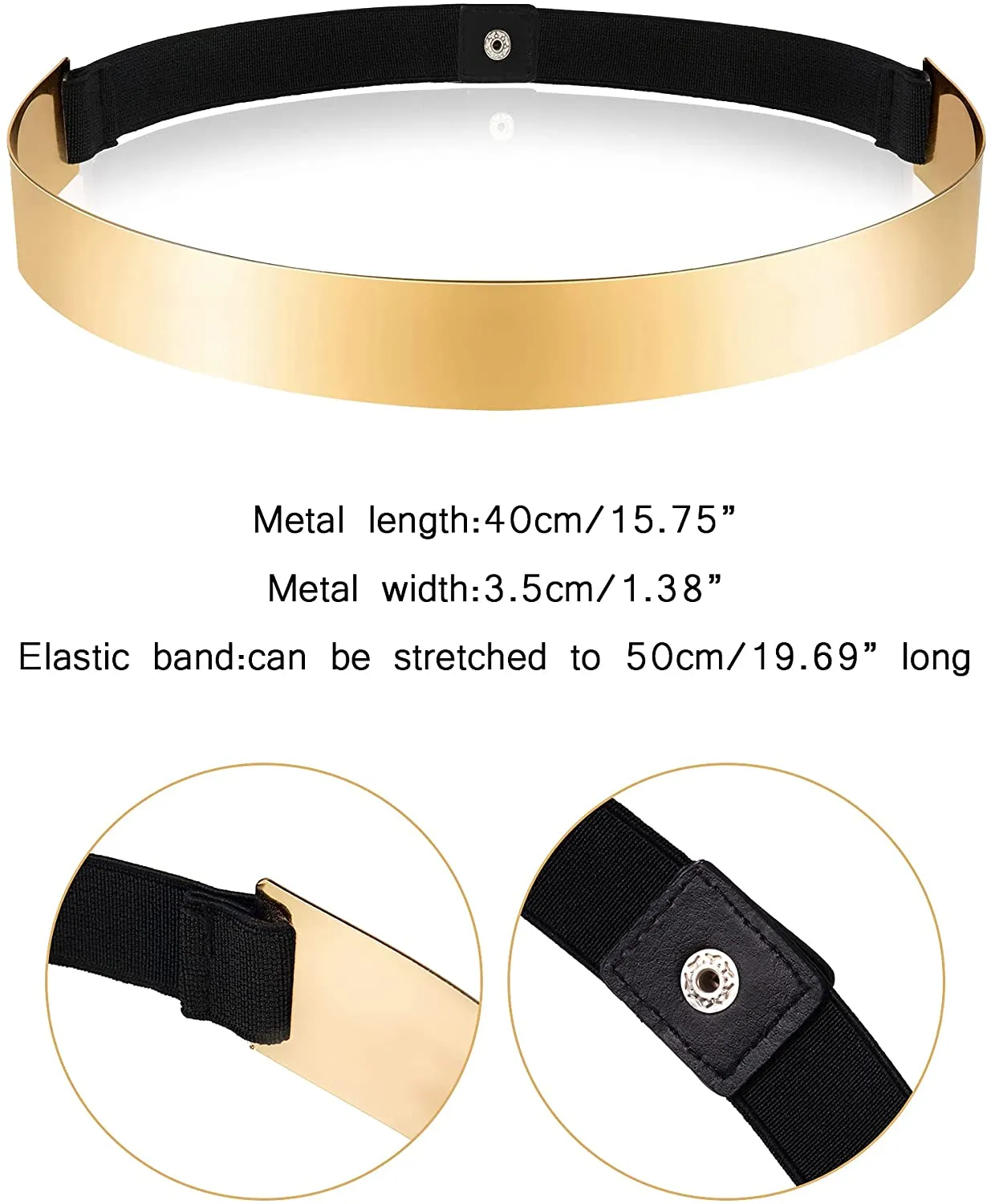3 Pieces Gold and Silver Metal Shiny Adjustable Belt