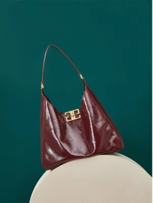 35CM Head layer cowhide hobo women's underarm large capacity tote bag 2829 cherry Red