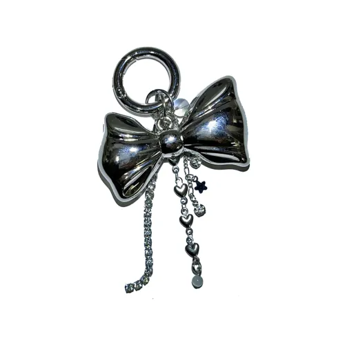 [3AMGANG] Seasonless Silver big ribbon shining keychain