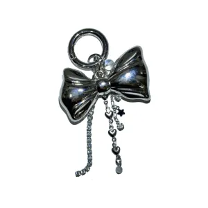 [3AMGANG] Seasonless Silver big ribbon shining keychain