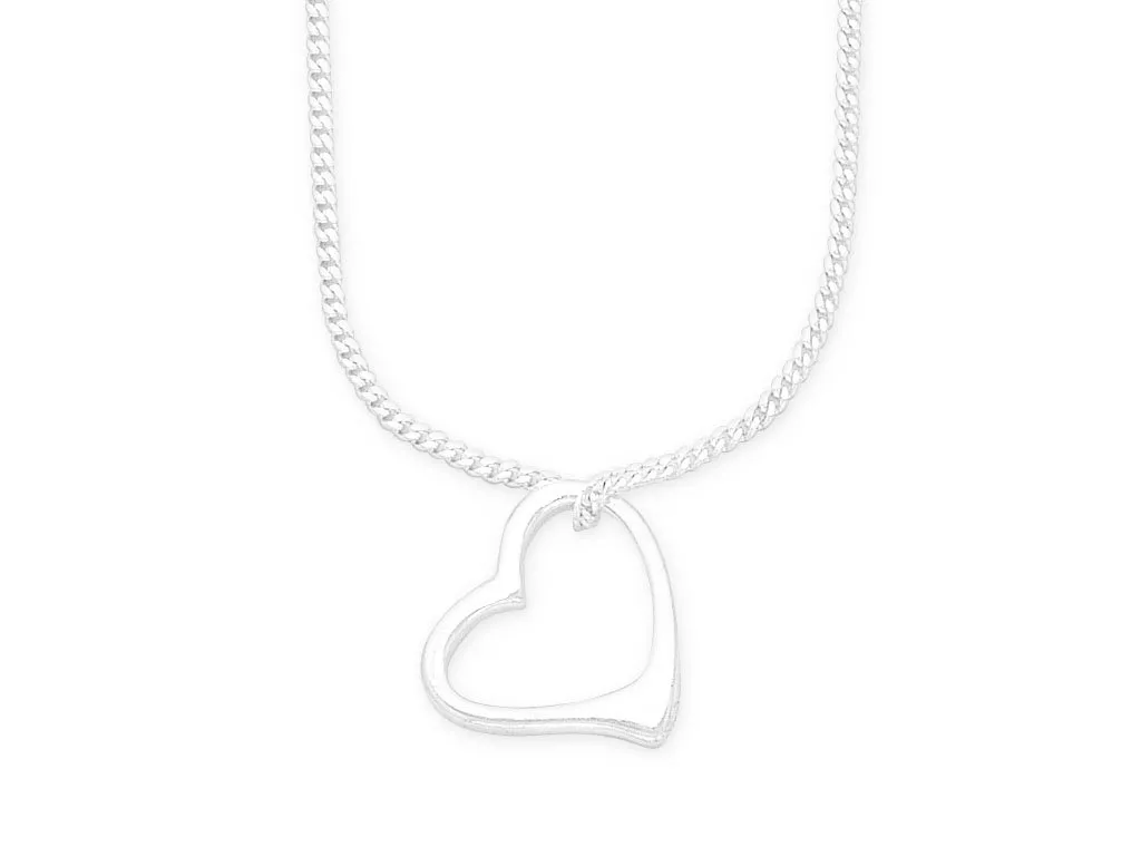 45cm Sterling Silver Open Heart Necklace