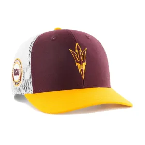47 Brand Side Note Arizona State Sun Devils Trucker Snapback Hat - Maroon, Gold, White