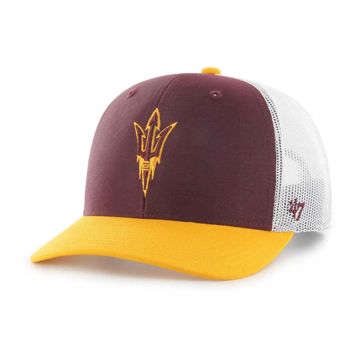 47 Brand Side Note Arizona State Sun Devils Trucker Snapback Hat - Maroon, Gold, White
