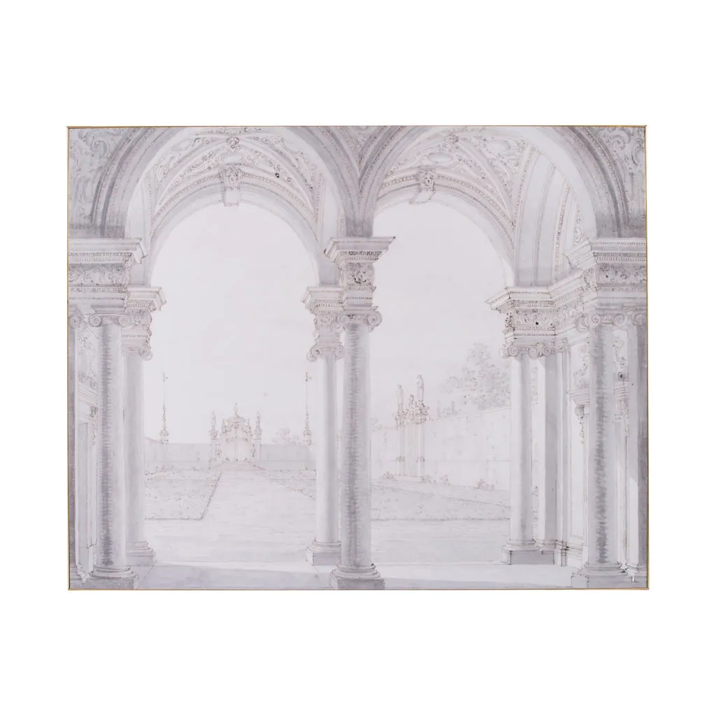 47 x 59 Decorative Wall Art, Rectangular, Historical Architecture, Gray By Casagear Home