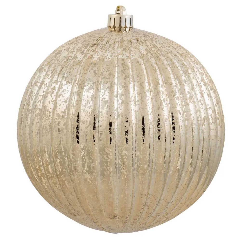 4PK - 6" Gold Mercury Pumpkin Ball Shatterproof Christmas Ornaments