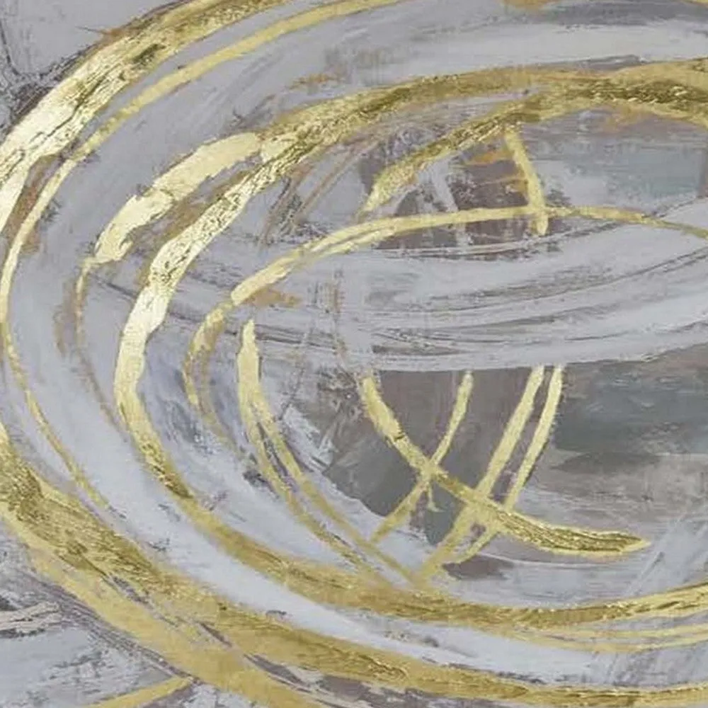 51 x 81 Framed Canvas Oil Painting, Abstract, Natural Fiber, Gray, Gold By Casagear Home