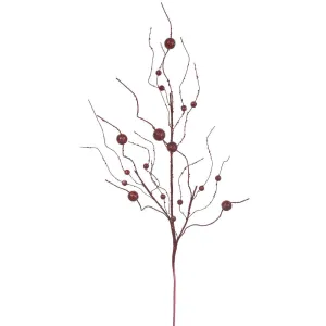 6PK - 37" Burgundy Glitter Ball Decorative Christmas Spray