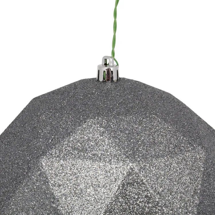6" Limestone Glitter Geometric Balls Ornaments 4 Per Bag