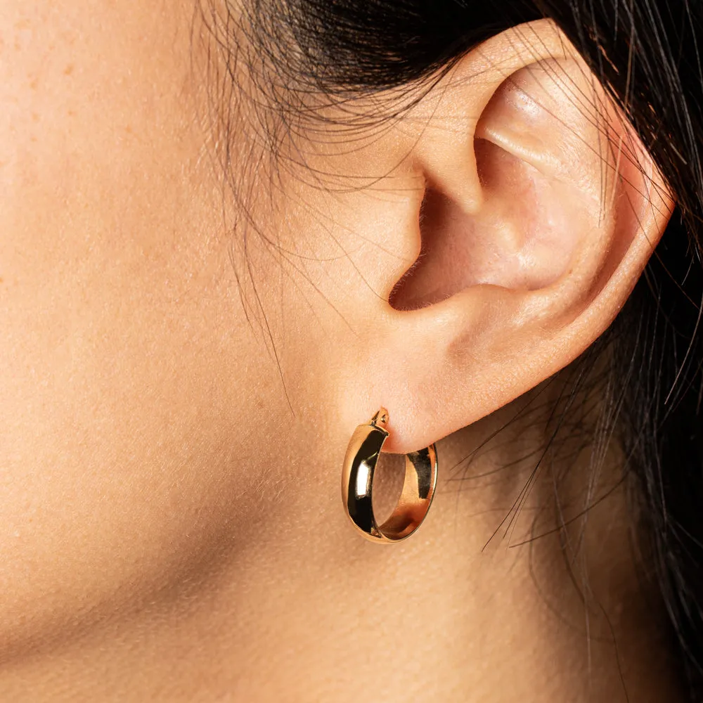 9ct Yellow Gold Curve Hoop Earrings