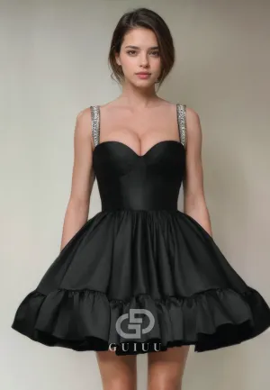 A-Line Strapless Straps Sleeveless Lace Up Short Homecoming Party Dress