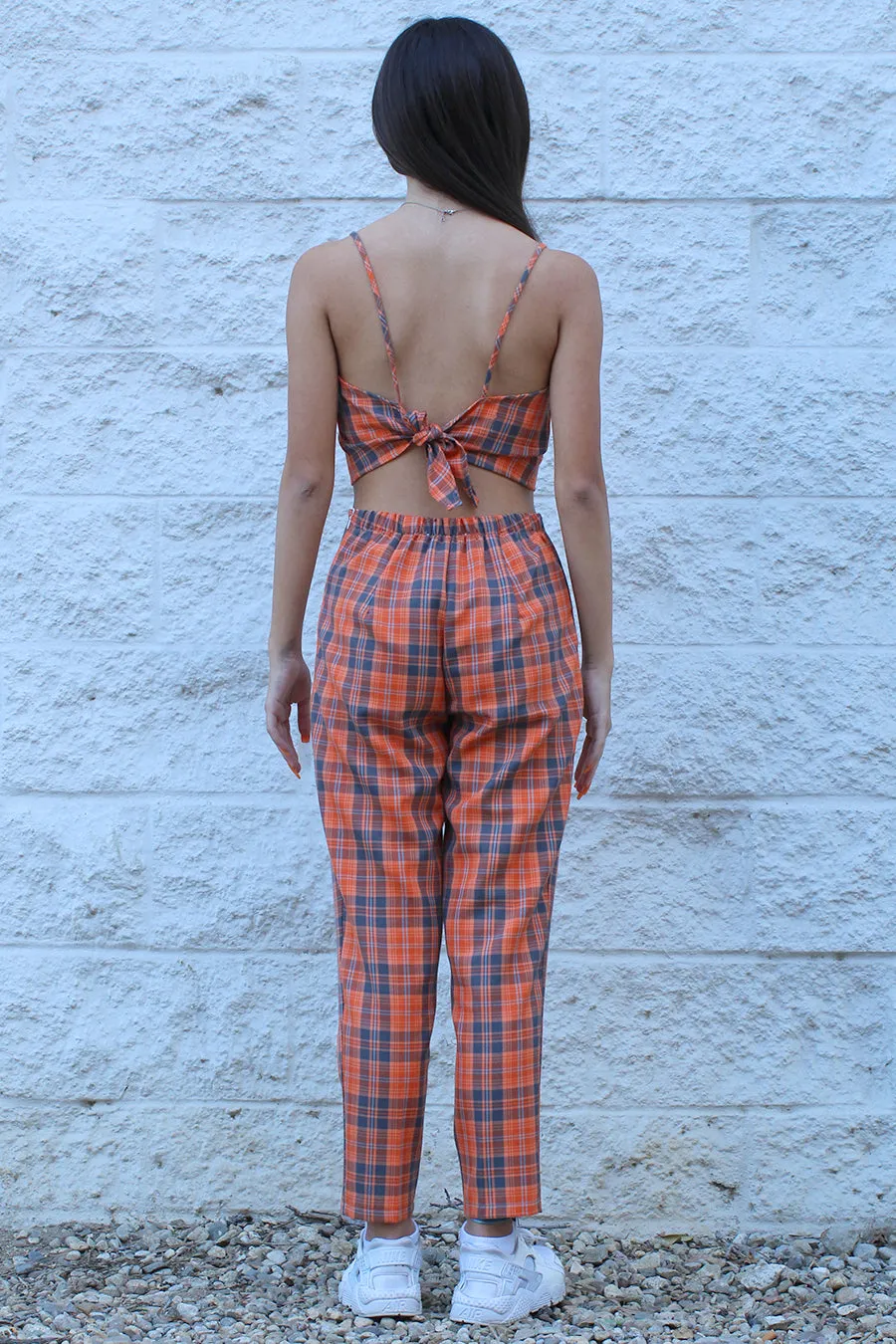 Adjustable Cami Top - Orange Plaid
