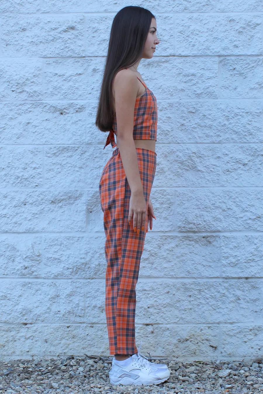 Adjustable Cami Top - Orange Plaid