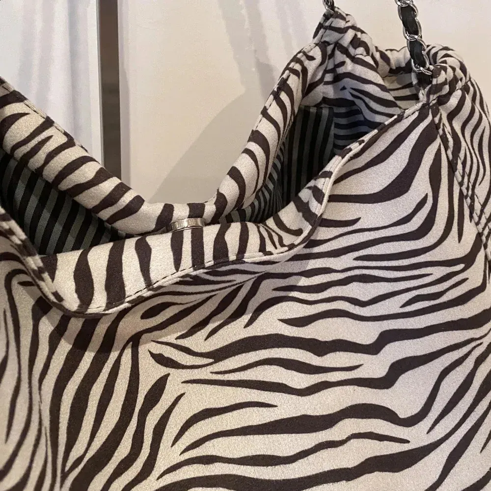 Animal Print Shopper Chain Tote Bag
