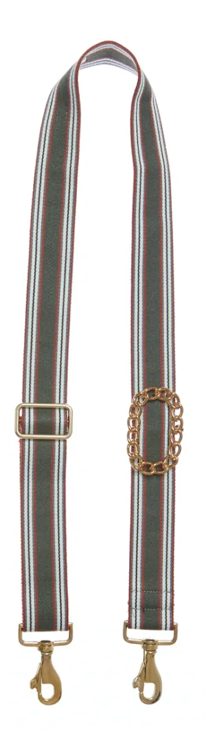 Bag Strap Lines multi olive - Gold Classic Chain