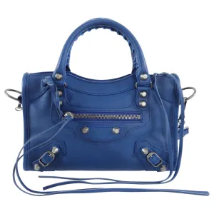 Balenciaga Mini City Bag in Dark Blue and SHW