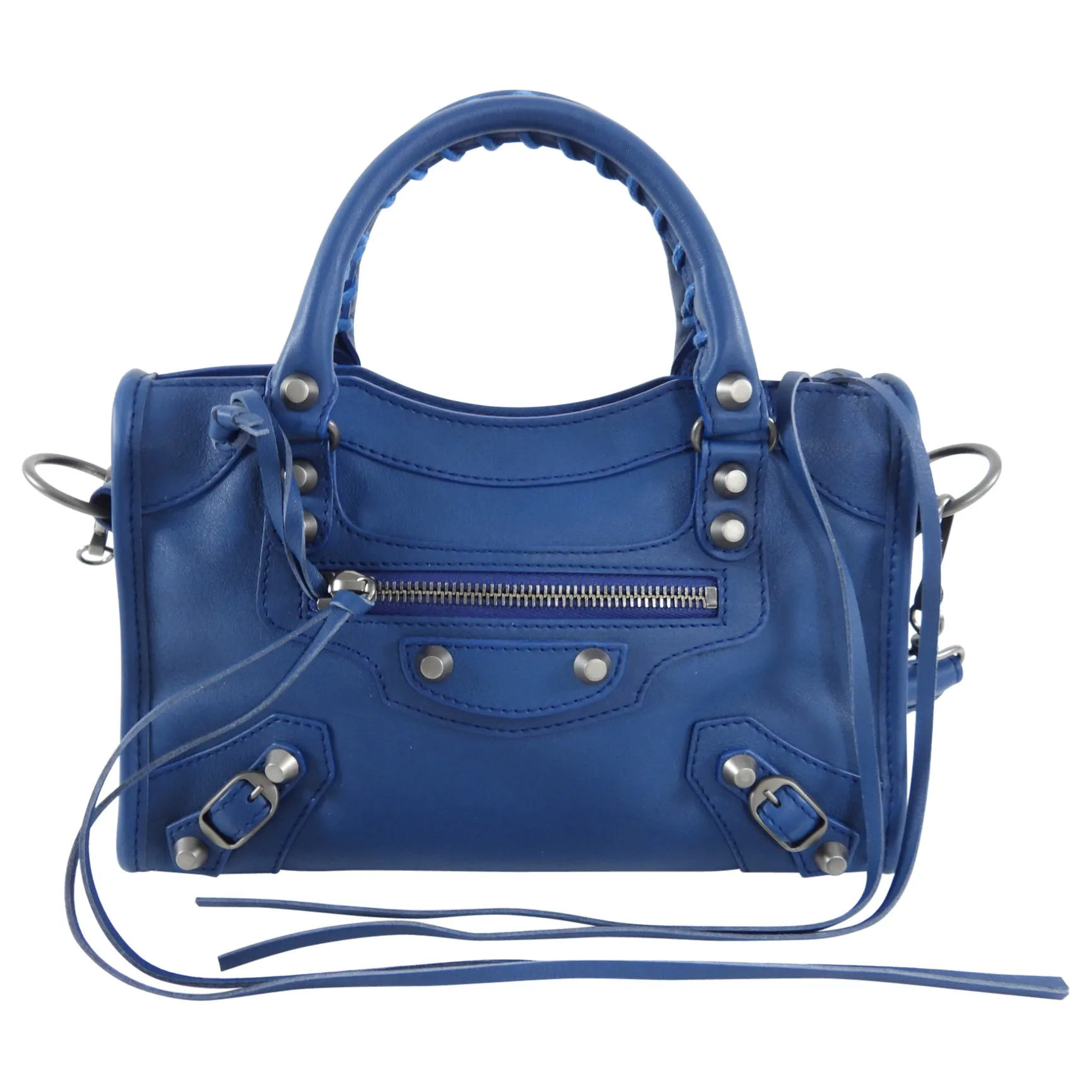 Balenciaga Mini City Bag in Dark Blue and SHW