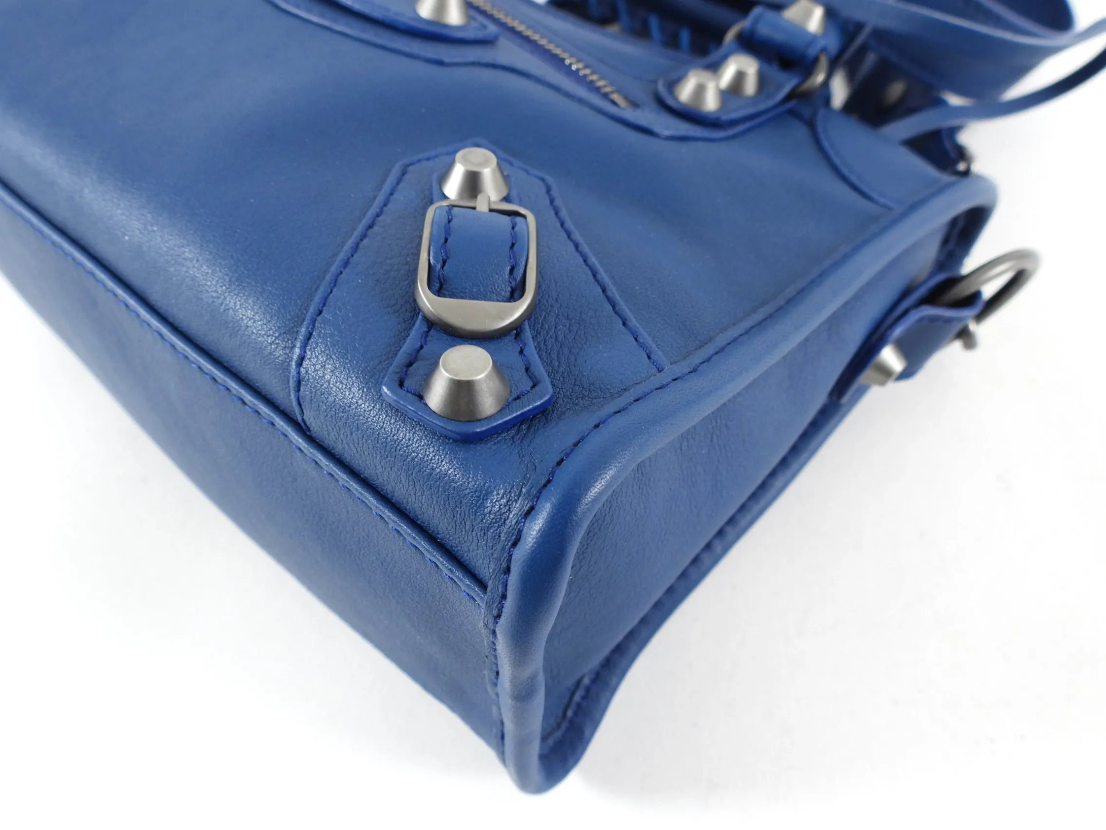 Balenciaga Mini City Bag in Dark Blue and SHW