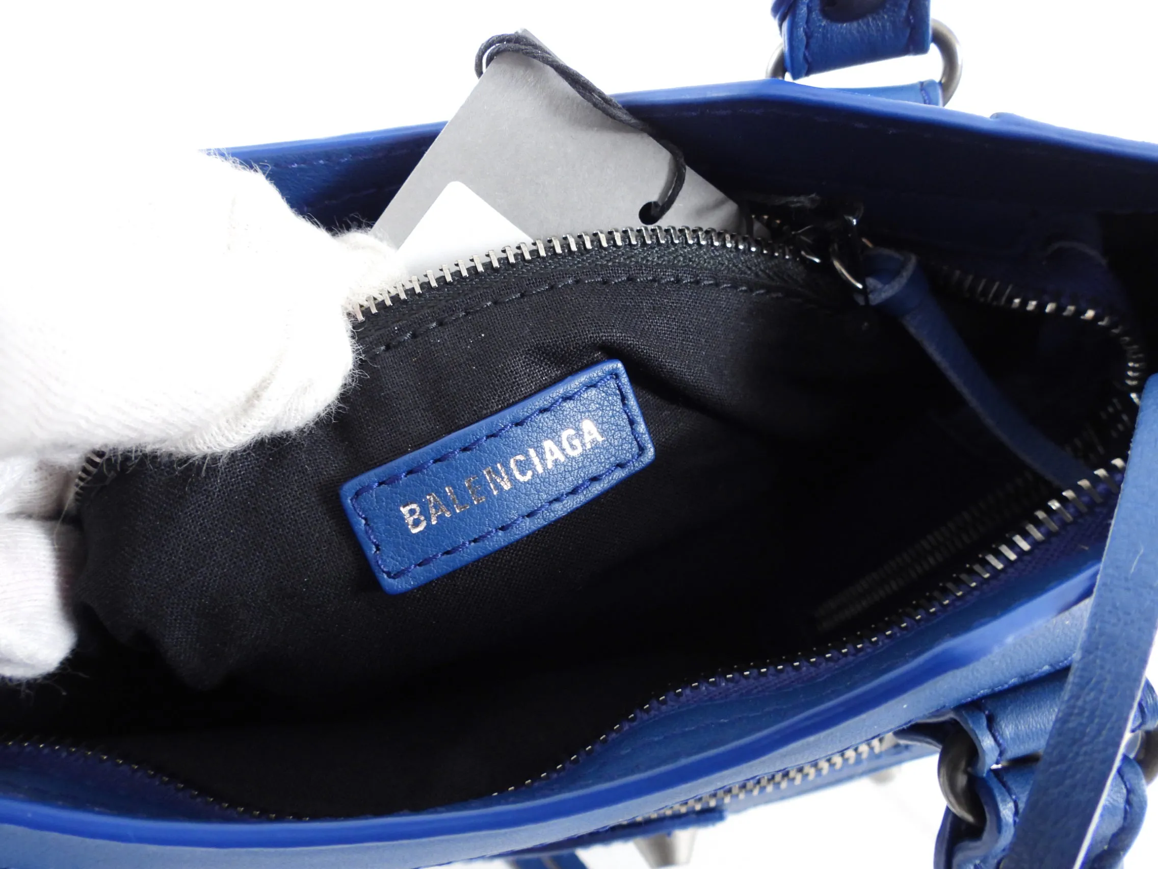Balenciaga Mini City Bag in Dark Blue and SHW