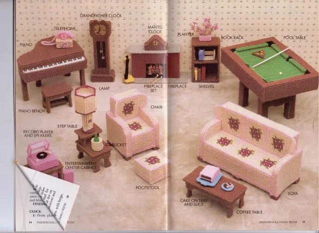 Barbie Family Room Furniture Fashion Doll Plastic Canvas Pattern Annie's Attic