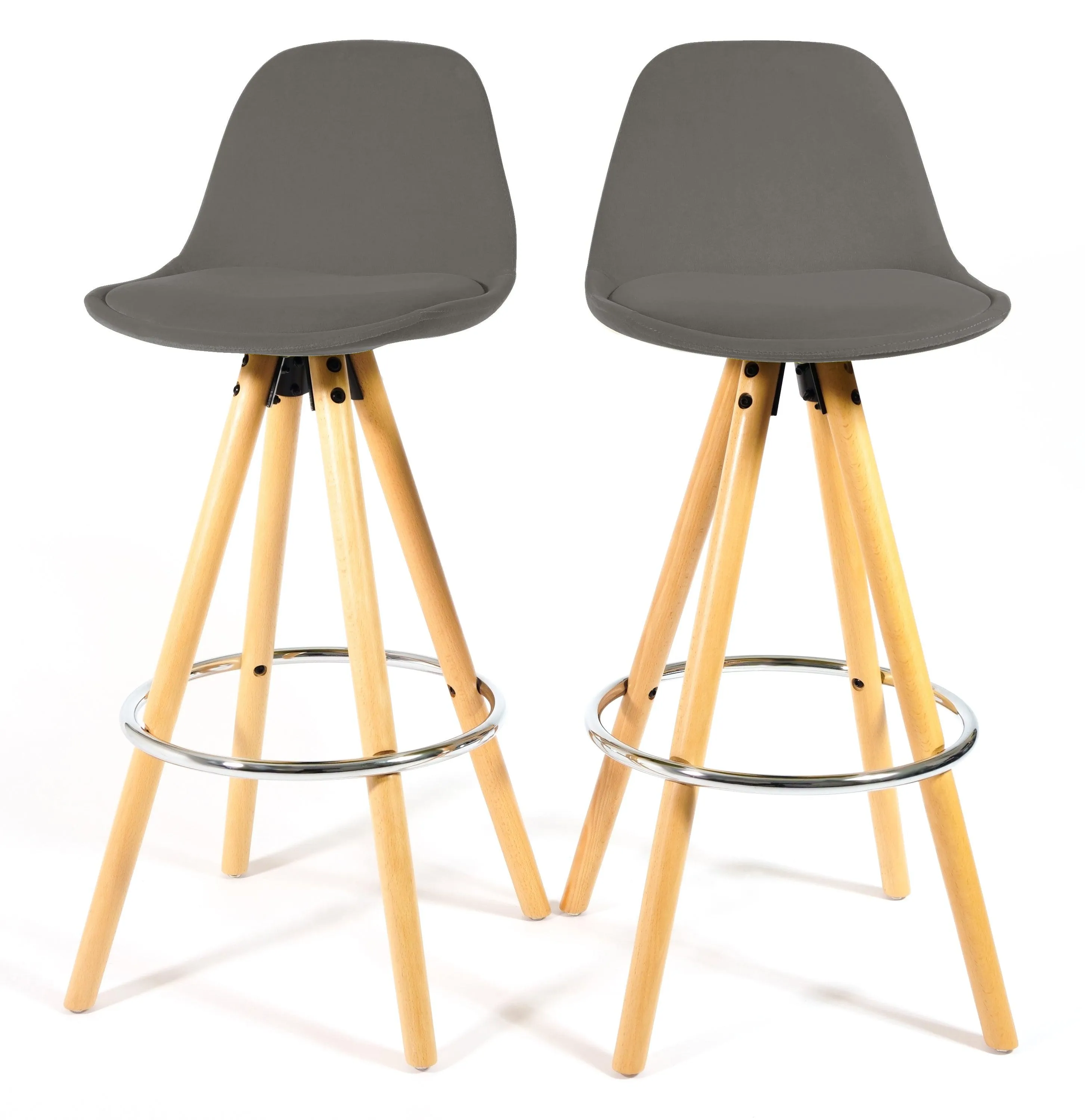Barcelona Bar Stools Matte Velvet - Grey