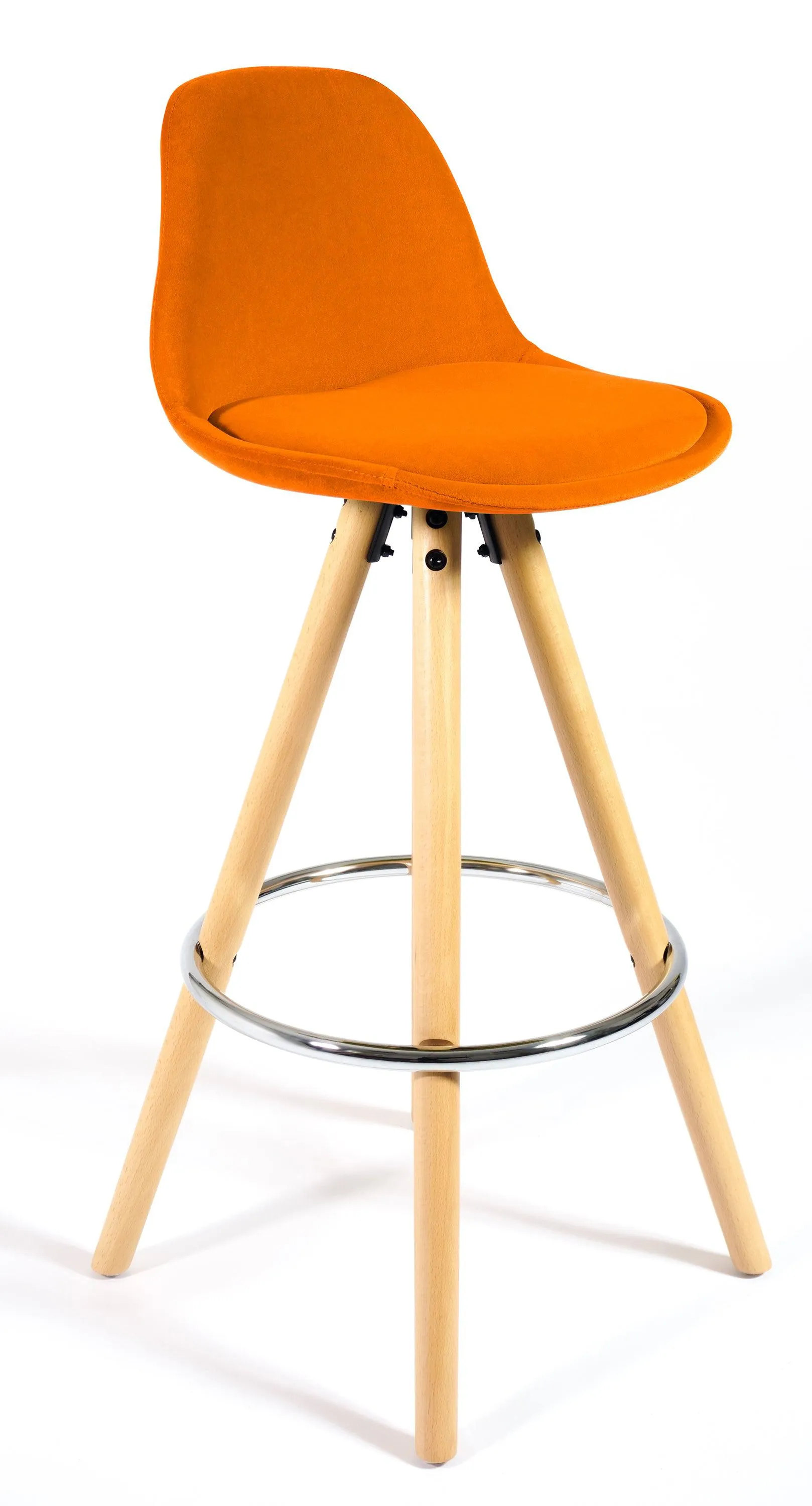 Barcelona Bar Stools Matte Velvet - Terracotta Orange
