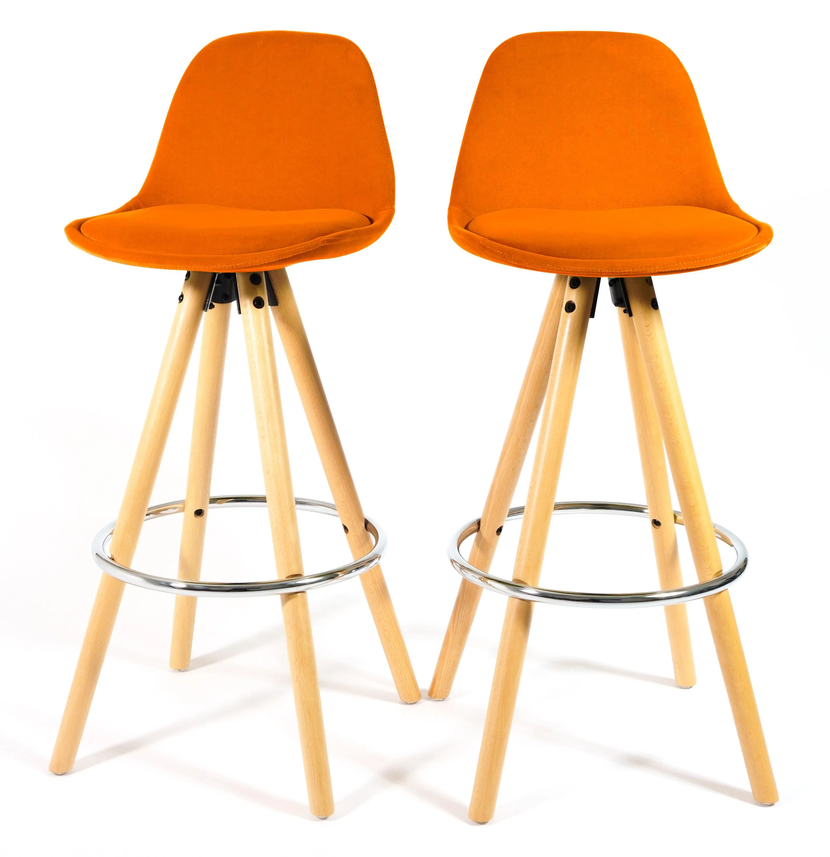 Barcelona Bar Stools Matte Velvet - Terracotta Orange