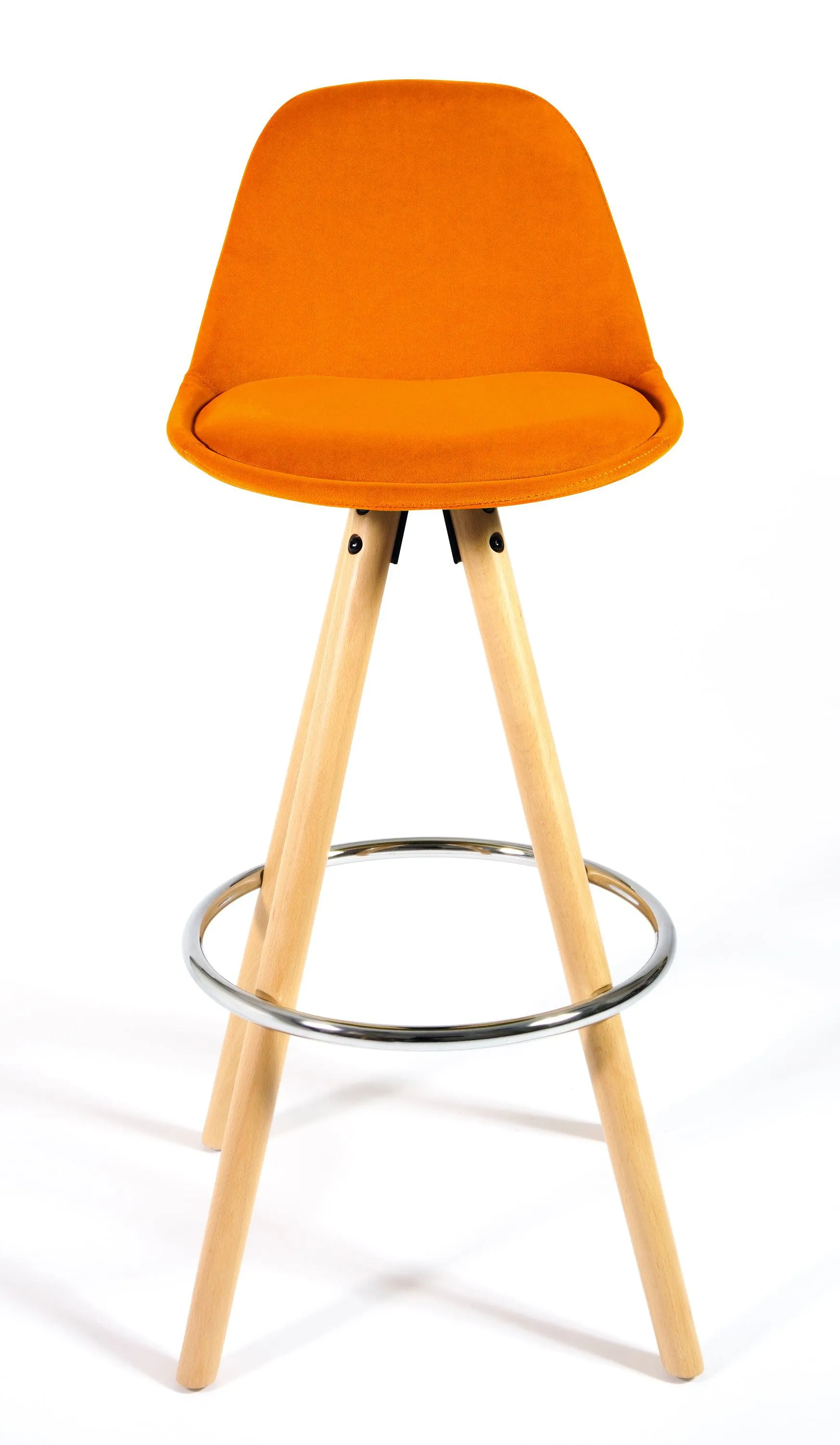 Barcelona Bar Stools Matte Velvet - Terracotta Orange