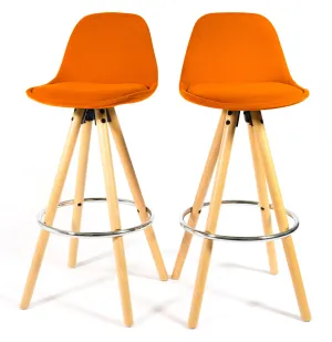 Barcelona Bar Stools Matte Velvet - Terracotta Orange