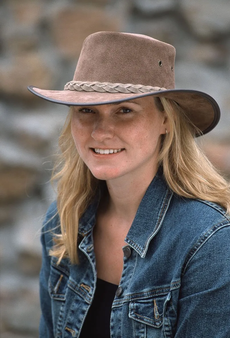 Barmah Sundowner Kangaroo Leather Hat Dark Brown
