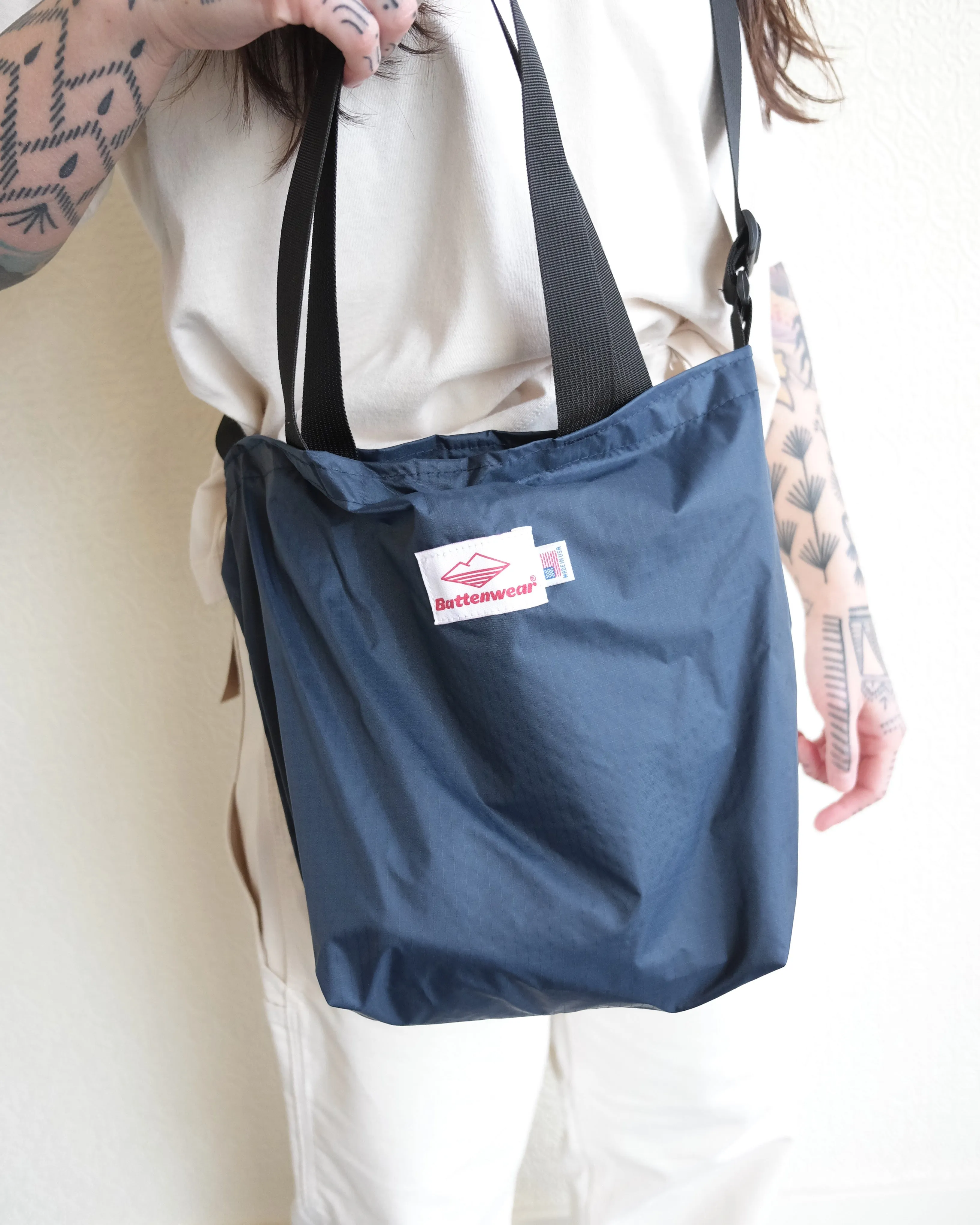 Battenwear Mini Packable Tote, Black / Navy