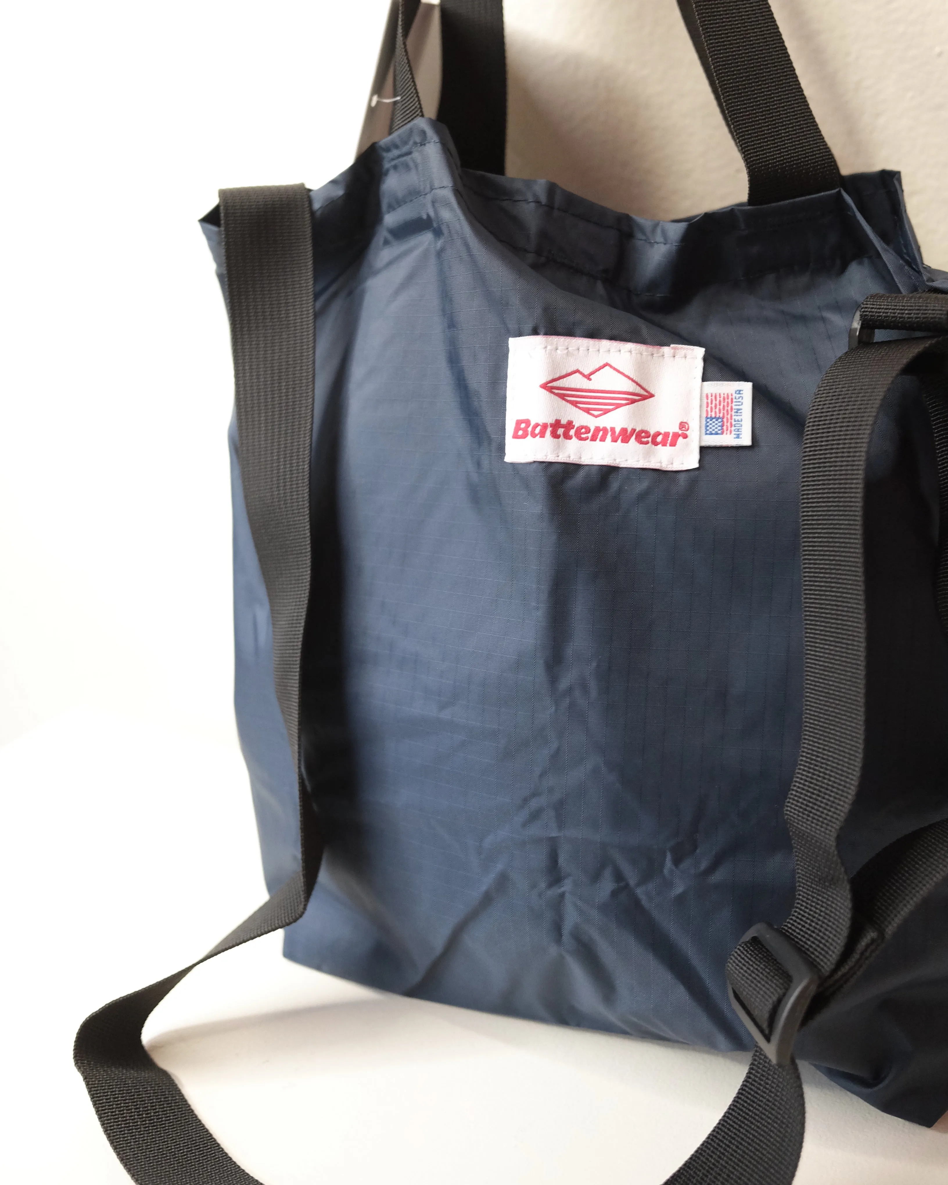 Battenwear Mini Packable Tote, Black / Navy