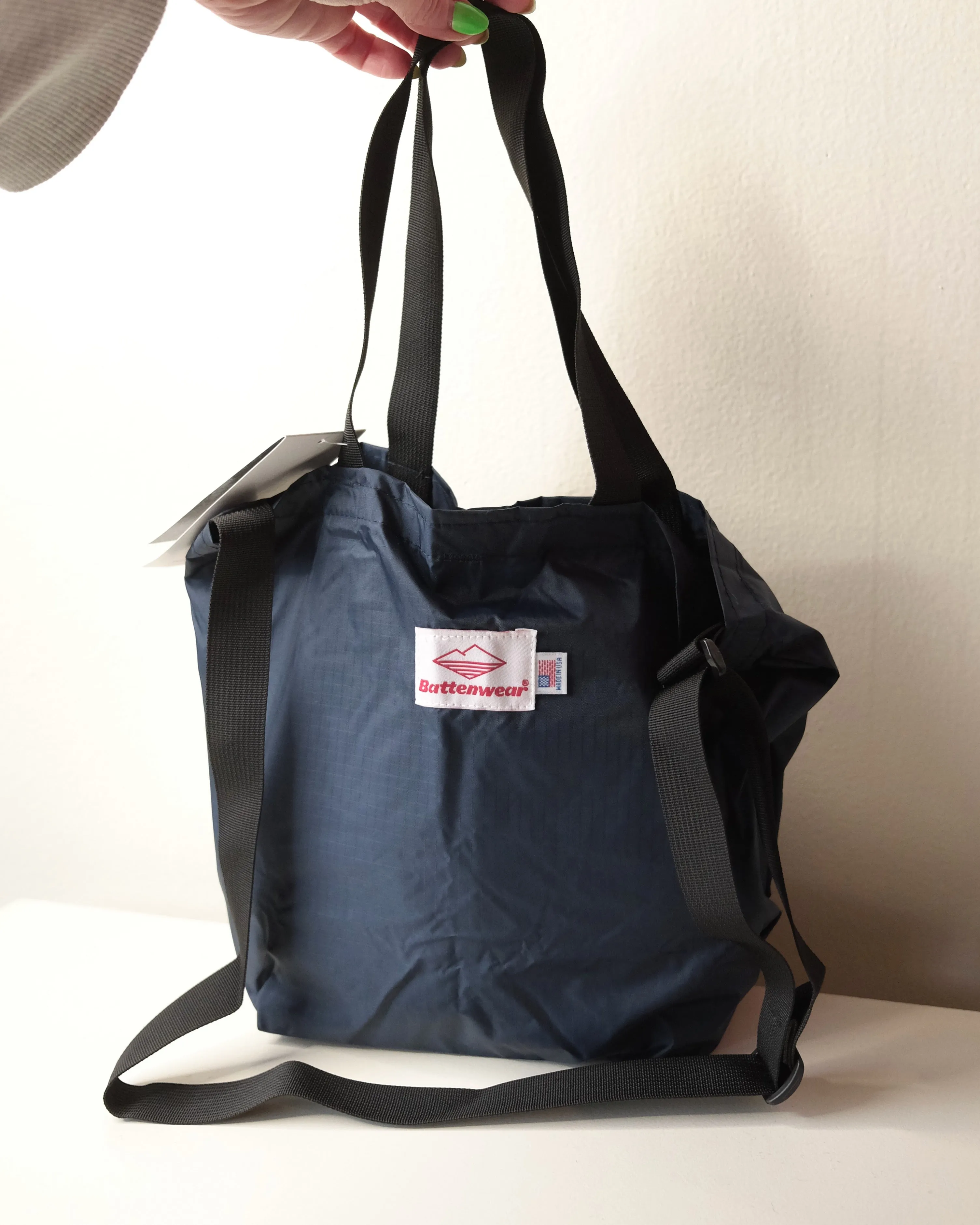 Battenwear Mini Packable Tote, Black / Navy