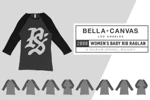 Bella   Canvas 2000 Women's 3/4 Raglan Mockups