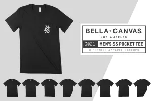 Bella   Canvas 3021 Pocket T-Shirt Mockups