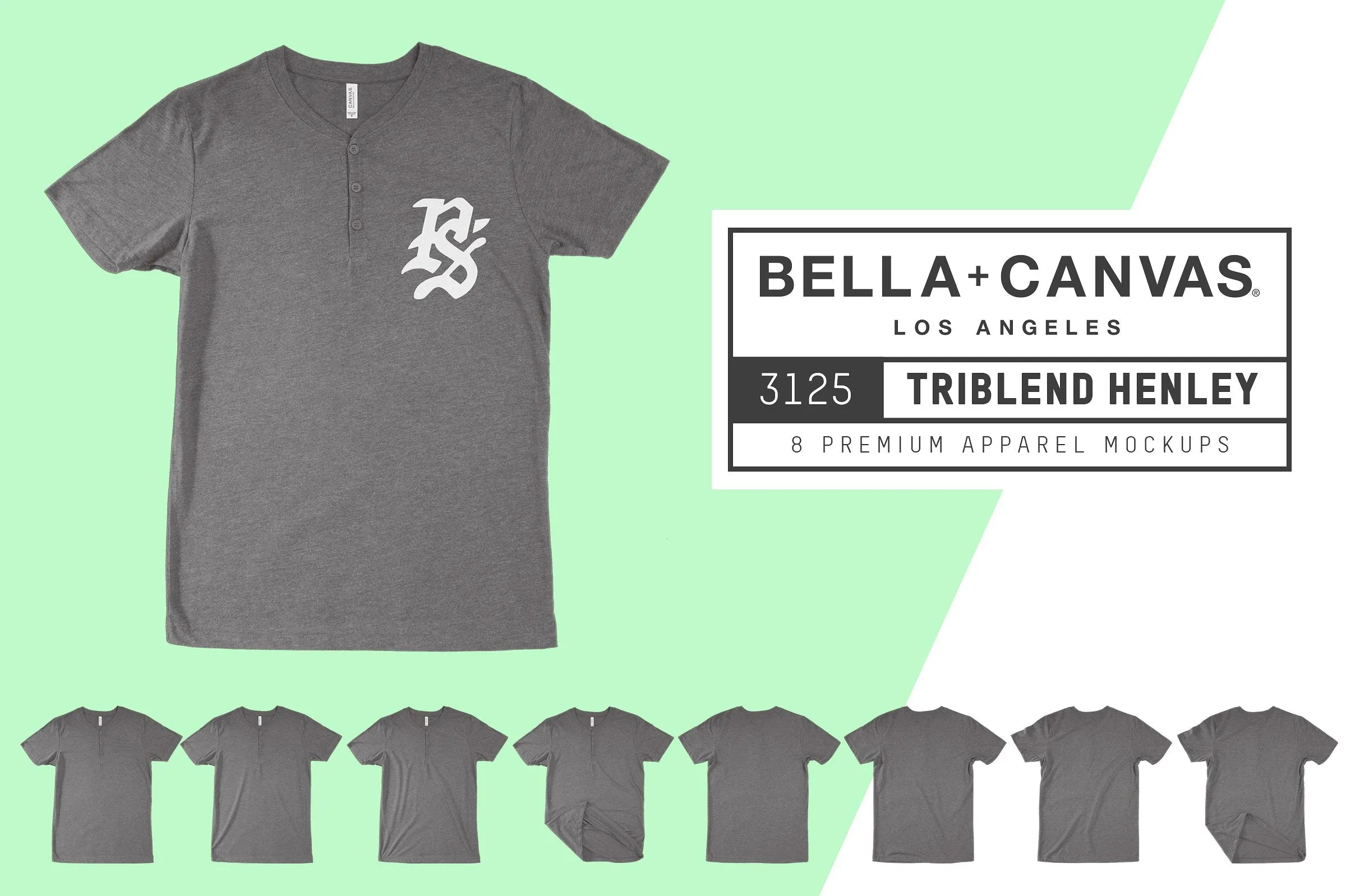 Bella   Canvas 3125 Triblend Henley Mockups