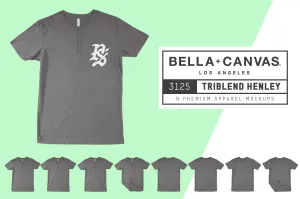 Bella   Canvas 3125 Triblend Henley Mockups