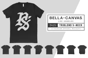 Bella   Canvas 3415 Unisex Triblend V-Neck Mockups