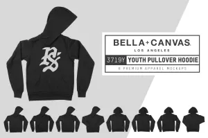 Bella   Canvas 3719Y Youth Hoodie Mockups