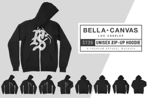 Bella   Canvas 3739 Zip-Up Hoodie Mockups